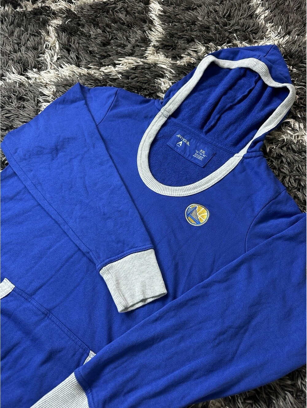 Antigua Golden State Warriors NBA Womens XXL Blue Scoop Neck Hoodie Sweatshirt